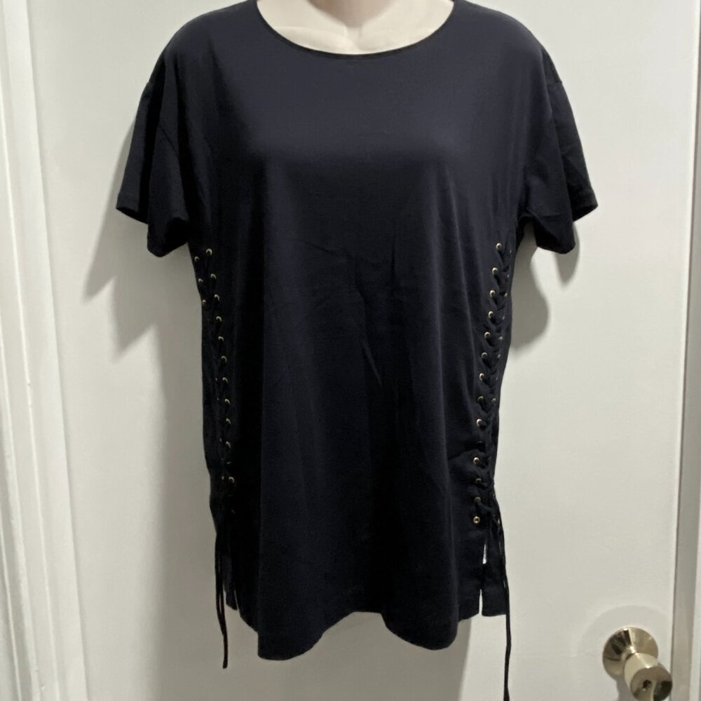 J. Crew Soft Cotton Side Lacing Rock Y2K School Punk Steampunk Goth Tunic Top S